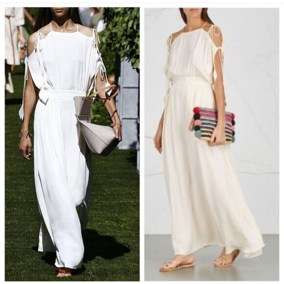 Tory Burch Dresses & Skirts - Tory Burch Evalene Ivory Leaf Cold Shoulder Maxi Dress Size 4